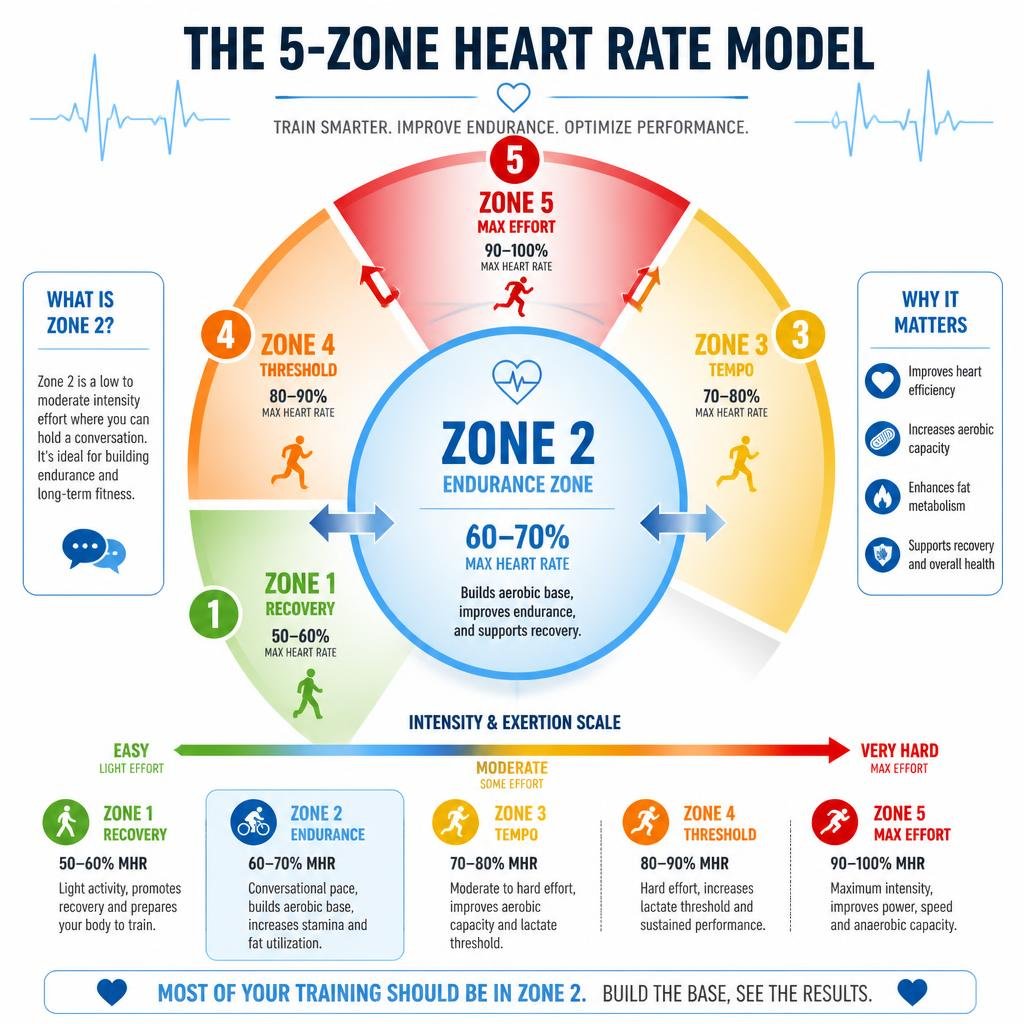 Zone 2 in the five-zone heart rate model