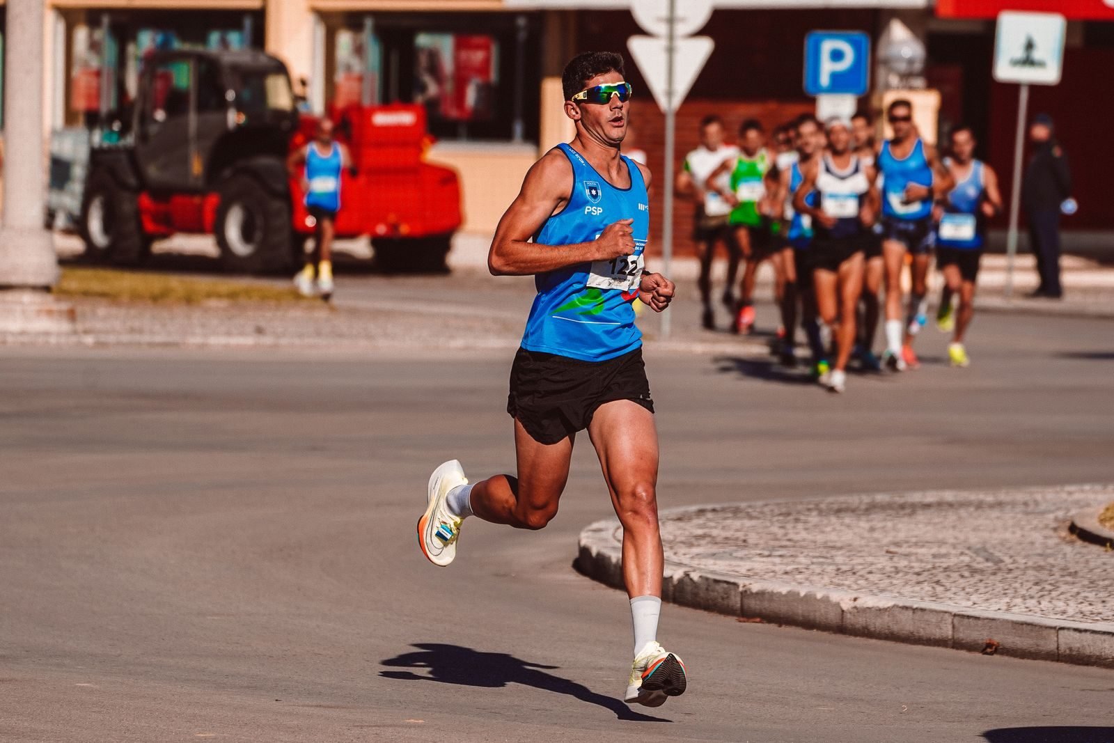 Athlete leading a race on a sunny day
