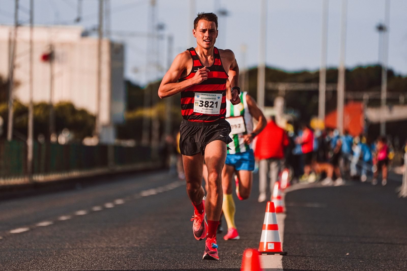 Focused runner during a road race