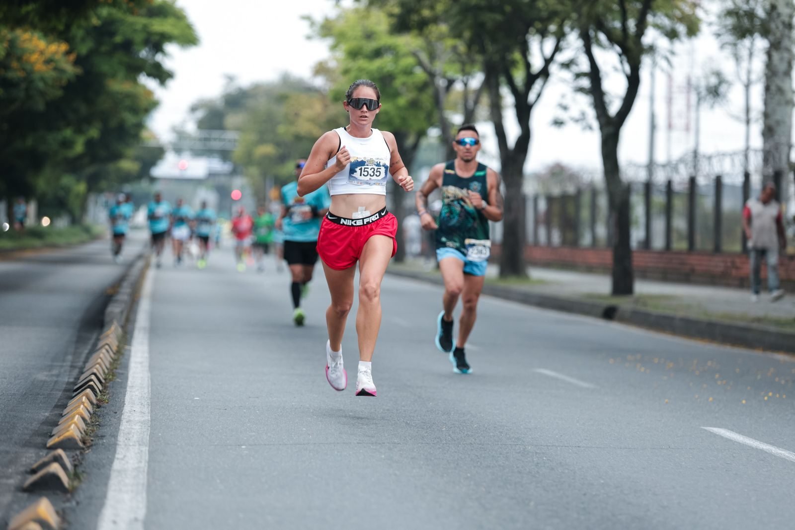 Runners in a city race
