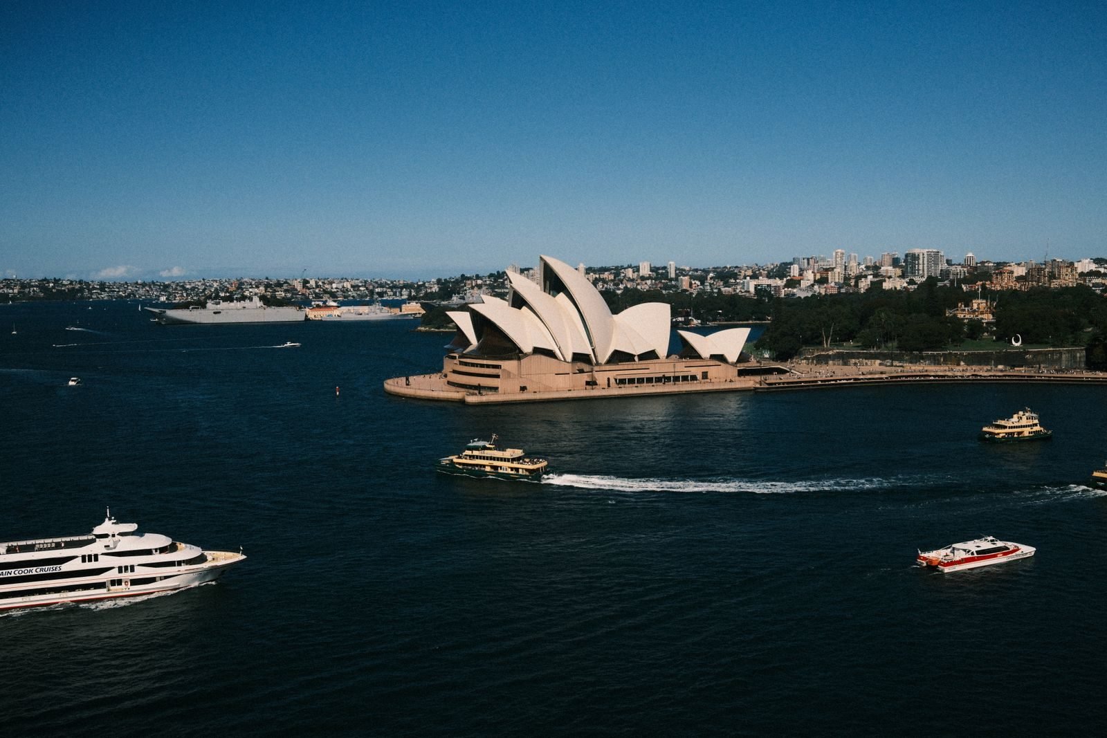 Aerial view of the Sydney Opera House and harbour