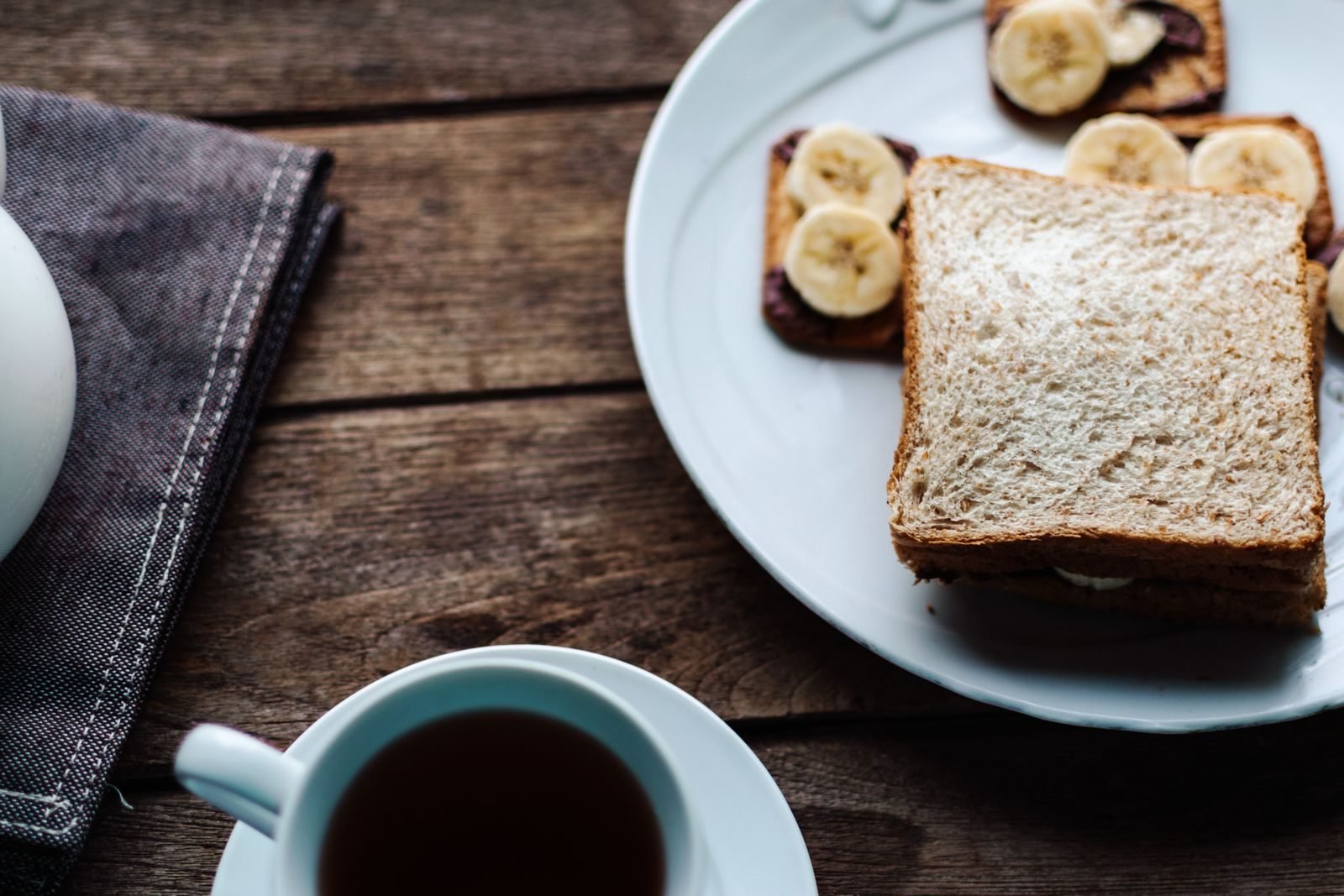 Pre-race breakfast of banana toast and coffee